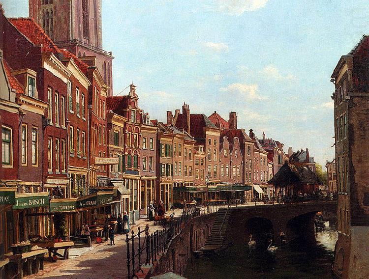 Townsfolk shopping along the Oudegracht, Utrecht, The Netherlands, unknow artist